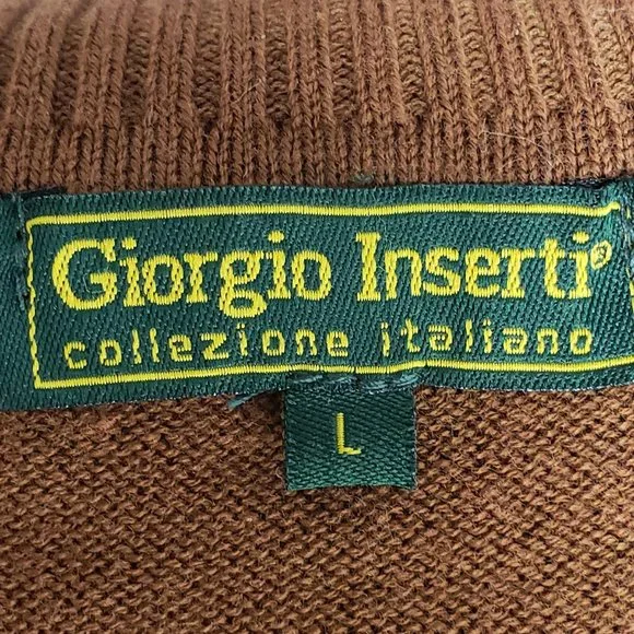 MENS GIORGIO INSERTI BROWN/RUST TURTLENECK SWEATER SIZE LARGE - Picture 6 of 7
